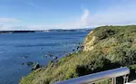 菅崎園地展望台からの景色。海の景色が一望できる。