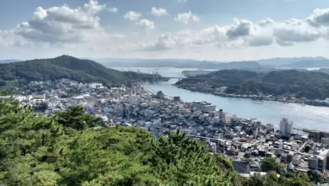千光寺頂上展望台PEAKから瀬戸内海を一望する