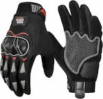 KEMIMOTOの夏用バイクグローブ。ブラックでワンポイントに赤色が入っている。ナックルガードや手のひらにプロテクションもある。