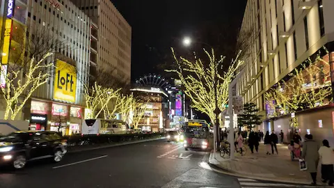 冬の名古屋の道路