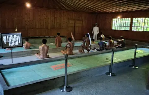 博物館網走監獄の展示物。模型で当時のお風呂の様子が分かる。